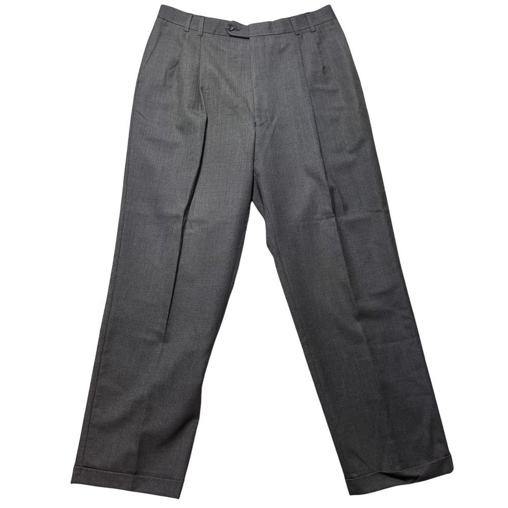 Joseph & Feiss International Trio Mens‎ Grey Wool Pleated Dress Pants 43 Long